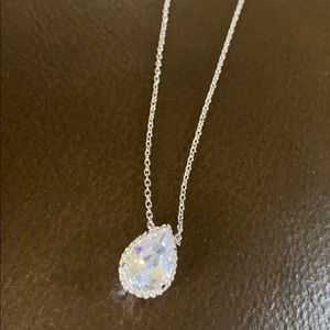 Pear shaped stone silver necklace ! Never worn